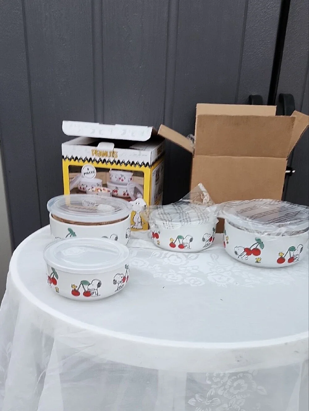 Peanuts Ceramic Food Storage Bowls
